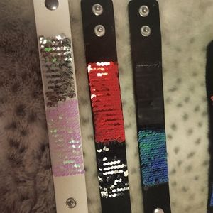 Sequin snap bracelets-pack of 3